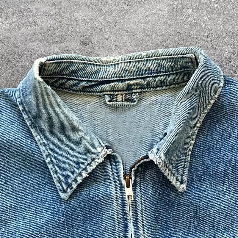 Vintage Jean Coats      Washed Zip-Up Coats     Denim Jackets Street Wear